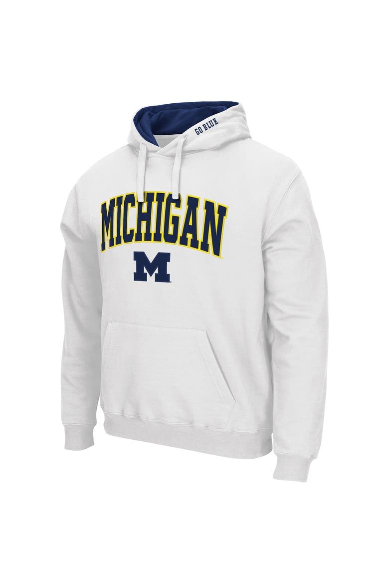 Men's Colosseum White Michigan Wolverines Arch & Logo 3.0 Pullover Hoodie, Alternate, color, White