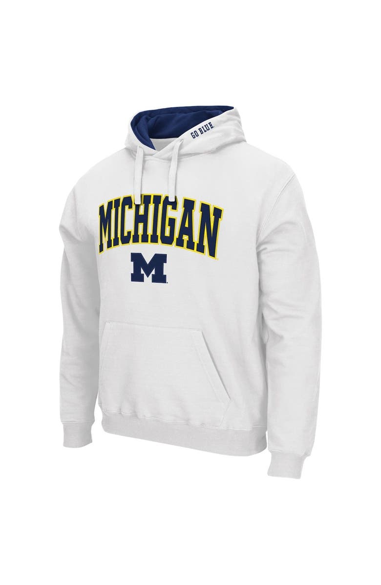 COLOSSEUM Men's Colosseum White Michigan Wolverines Arch & Logo 3.0 Pullover Hoodie, Alternate, color, White