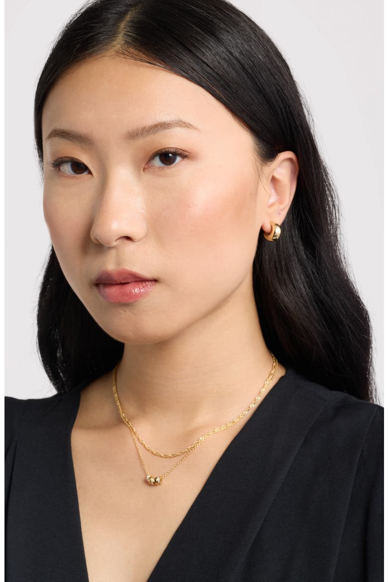 Pavé Cubic Zirconia Rondelle Necklace, Alternate, color, CLEAR- GOLD