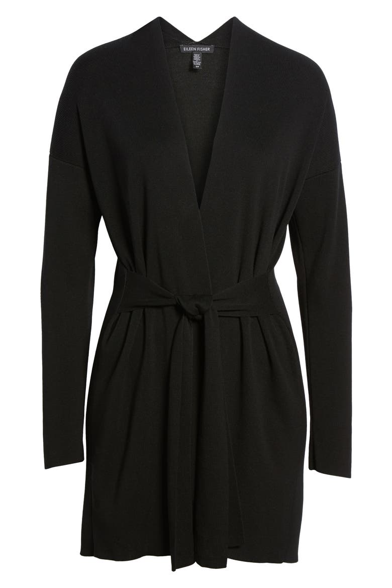 Long Belted Cardigan, Alternate, color, BLACK