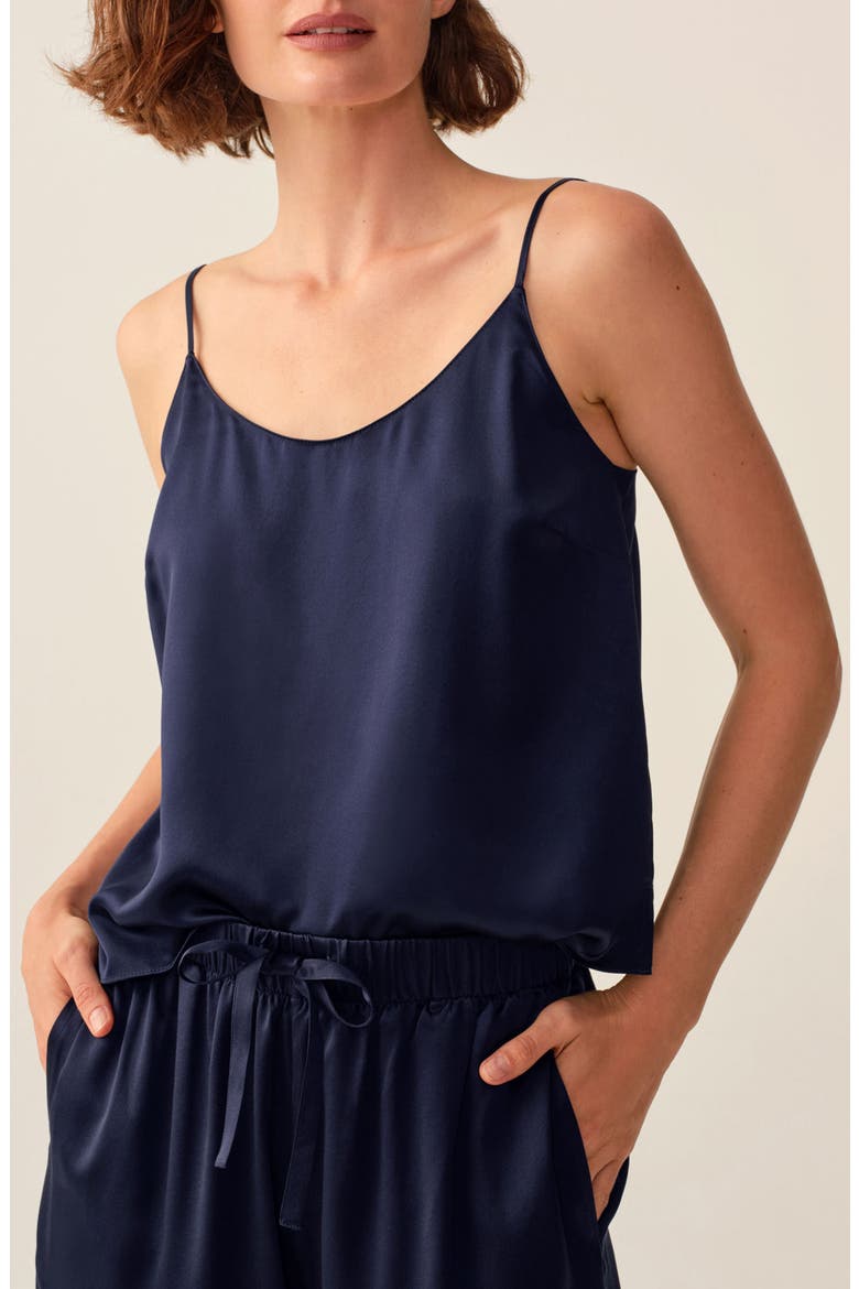 Silk Pajama Camisole, Alternate, color, NAVY
