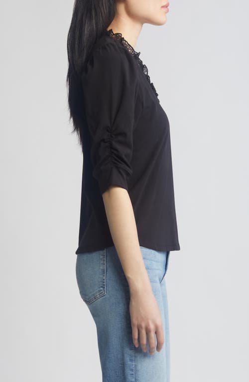 Wit & Wisdom Ruffle & Lace Trim Top