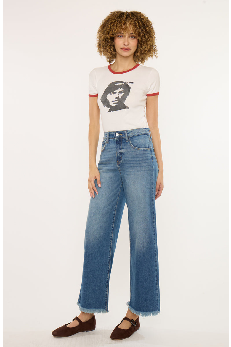 Aruli Essentials High Rise Cropped Wide Leg Jeans, Alternate, color, Medium Wash