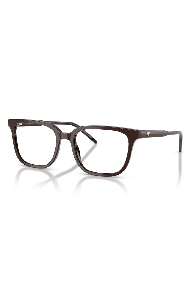Emporio Armani 54mm Square Optical Glasses, Alternate, color, Shiny Brown / Demo Lens