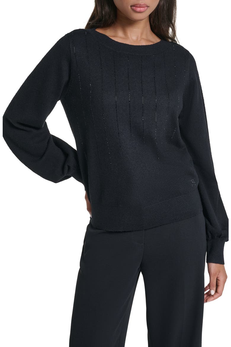 Sequin Striped Sweater, Main, color, BLACK