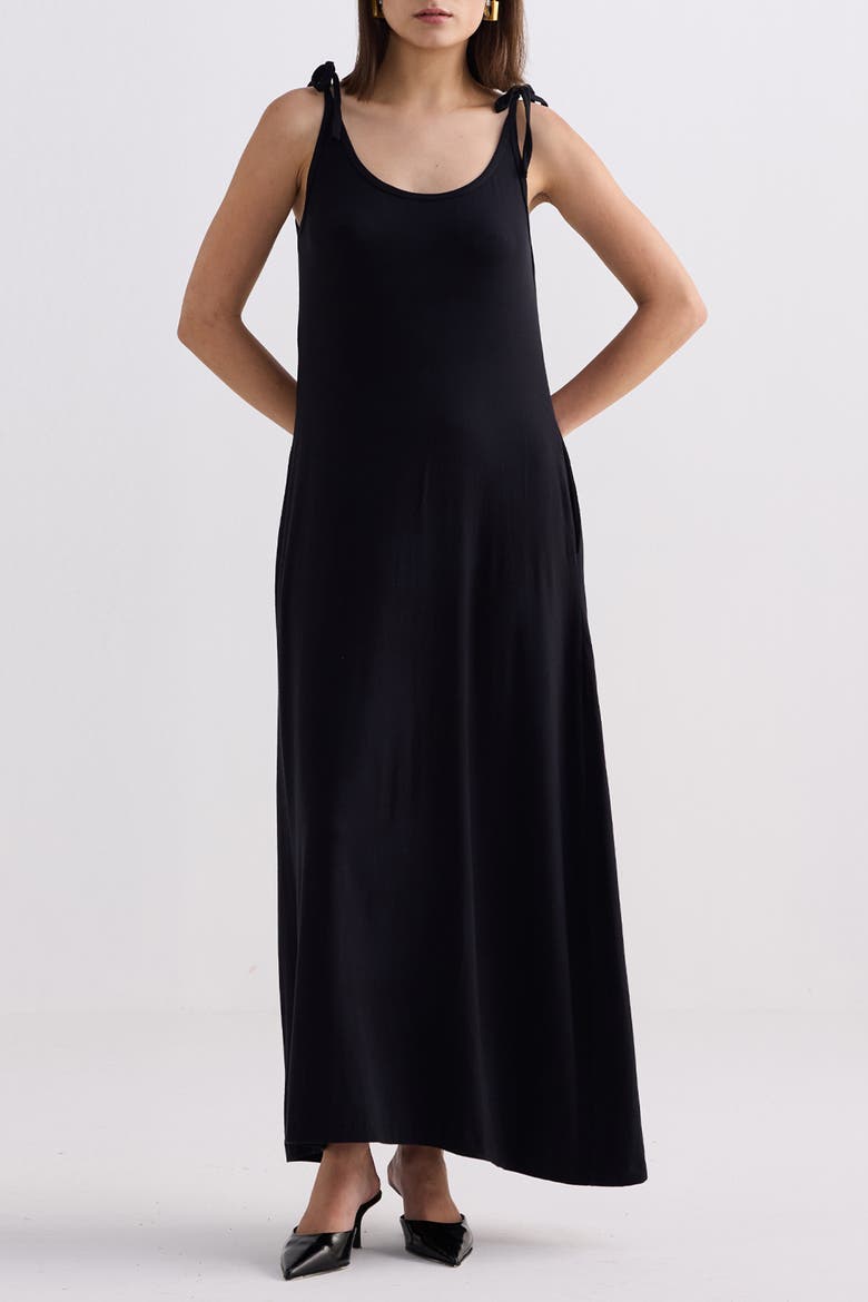 Tie-Detail Maxi Dress, Main, color, Black