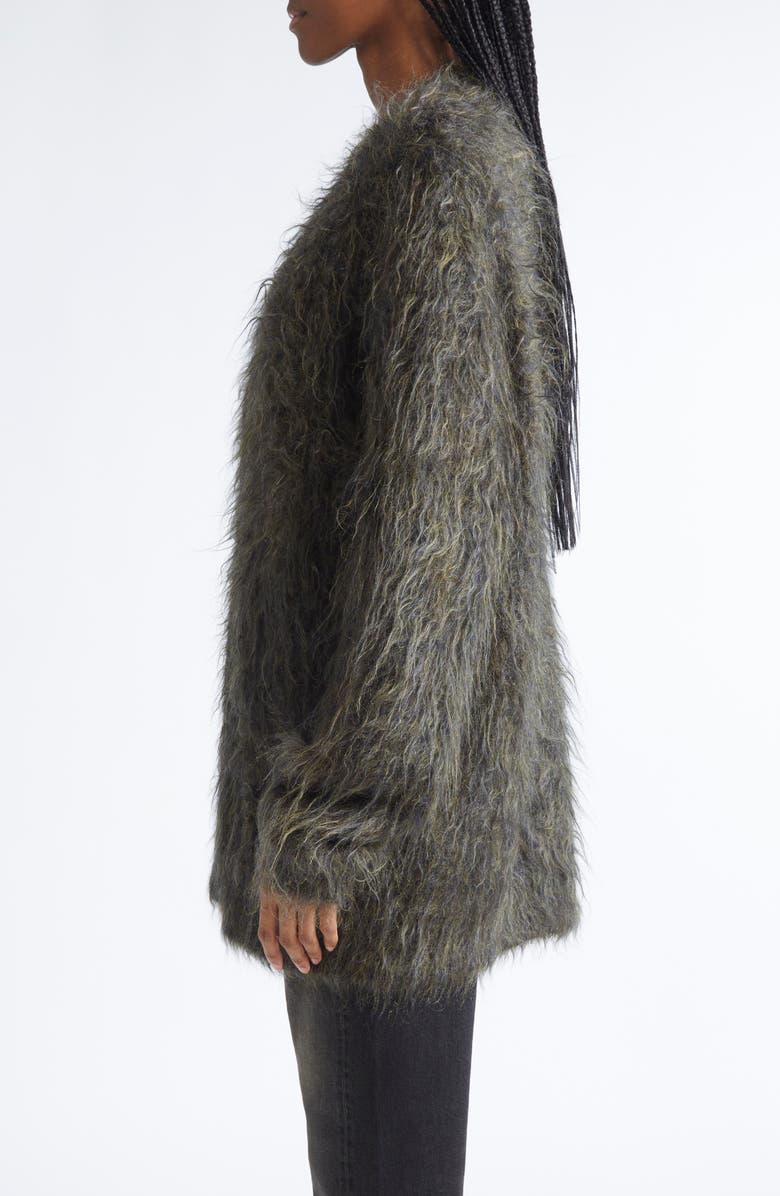 R13 Oversize Kid Mohair Blend Boyfriend Cardigan, Alternate, color, Heather Olive Green