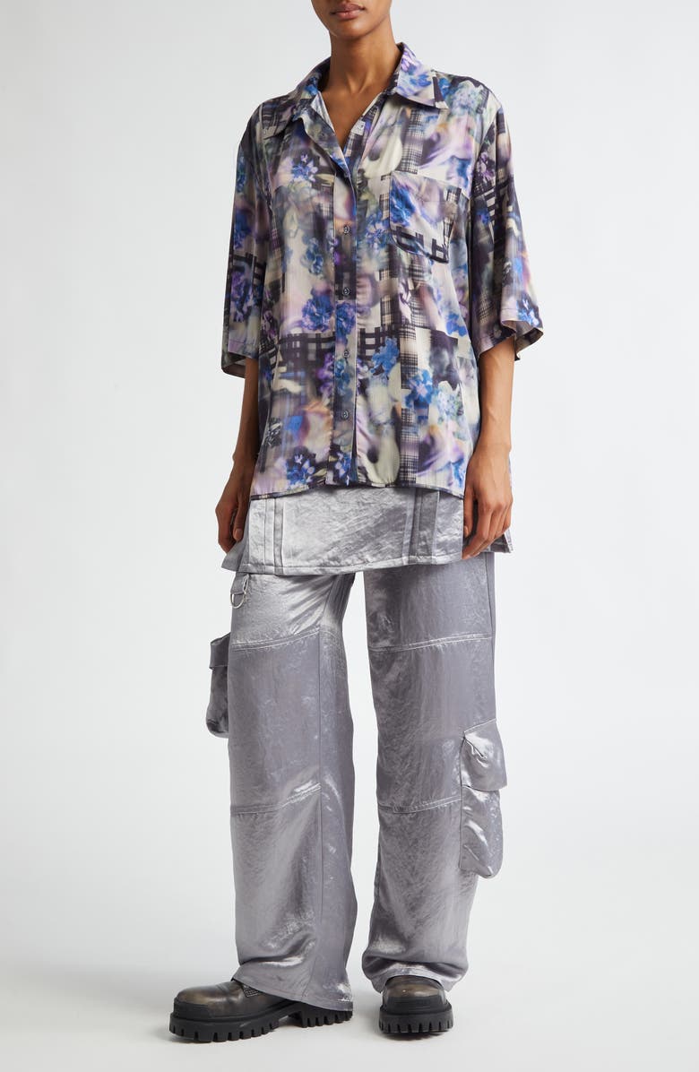 Collina Strada Clover Skirt Overlay Satin Cargo Pants, Alternate, color,