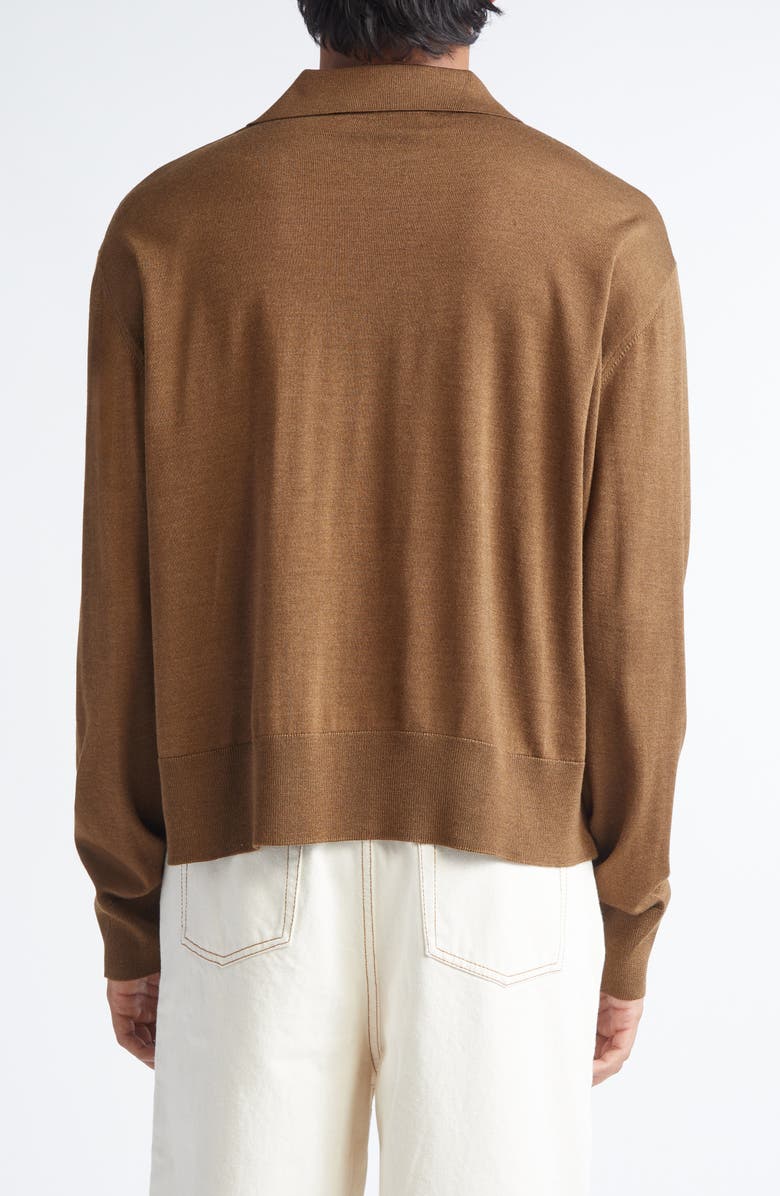 AMI PARIS Ami de Coeur Wool & Silk Polo Sweater, Alternate, color, Hazelnut