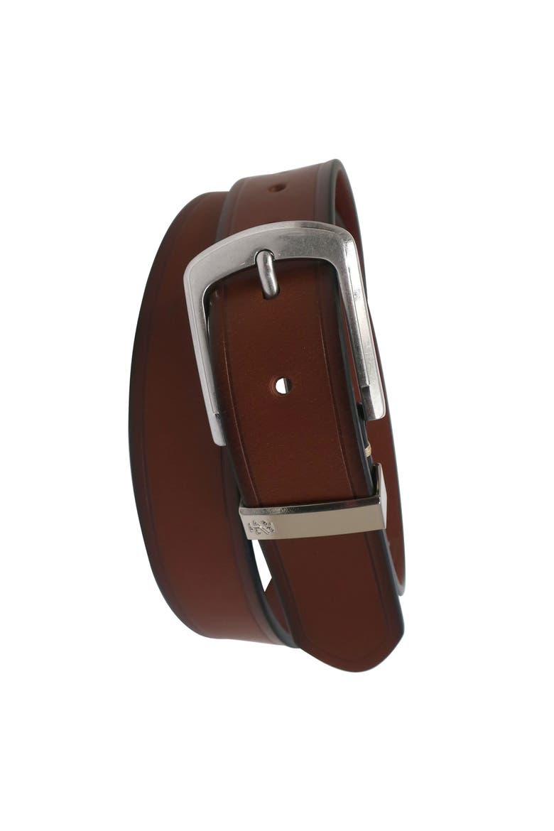 Mens Leather Jean Belt Metal Keeper, Alternate, color, Cognac