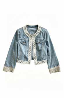 WDNY Lace Trim Denim Jacket
