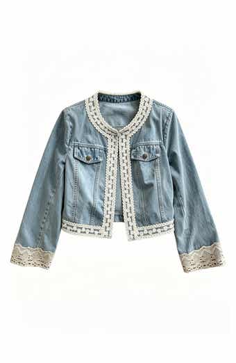 WDNY Lace Trim Denim Jacket