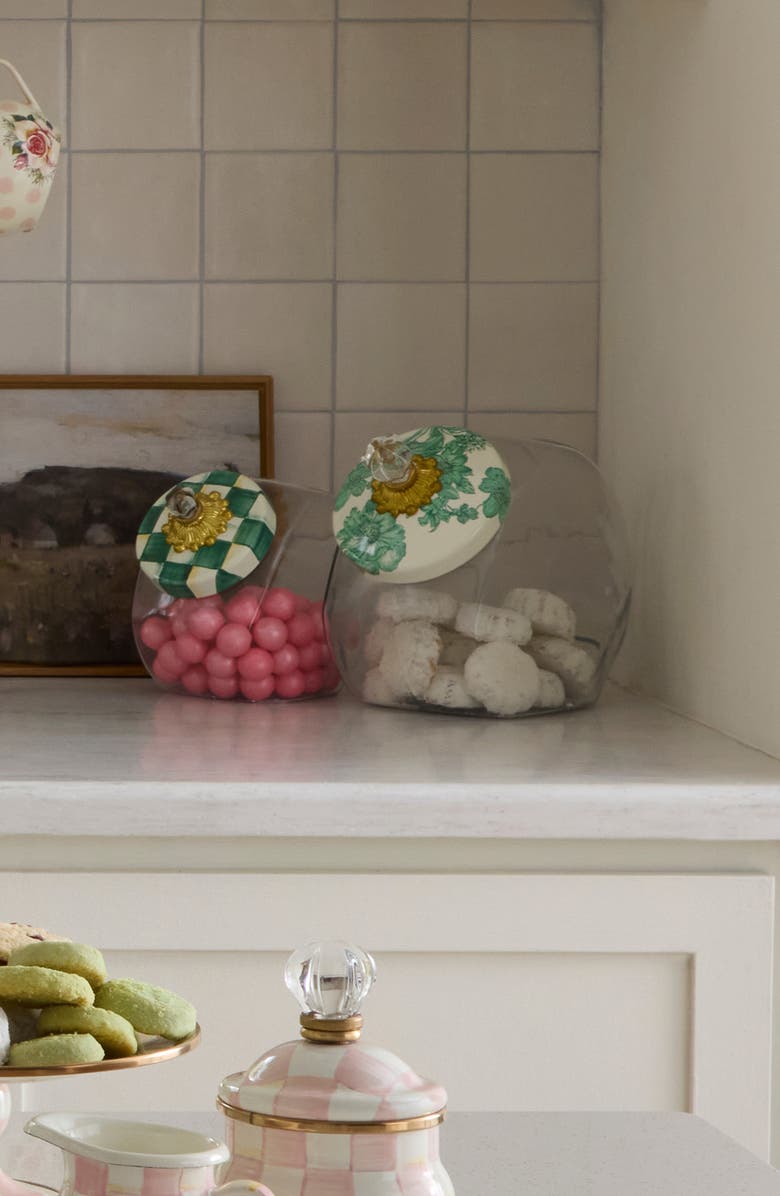 MACKENZIE CHILDS Cookie Jar with Emerald English Garden Lid, Alternate, color, Emerald