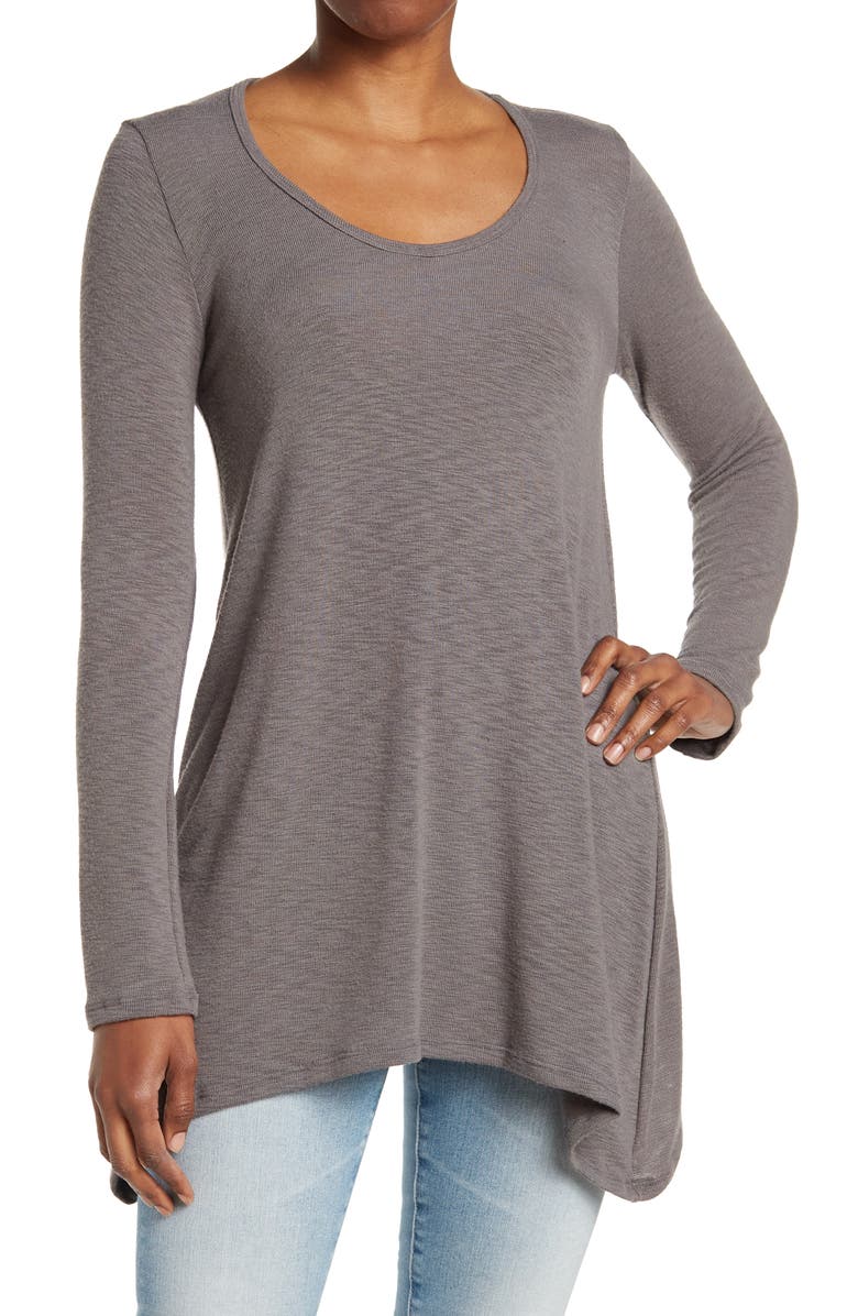 GO COUTURE Asymmetrical Swing Sweater, Main, color, Ultimate Gray