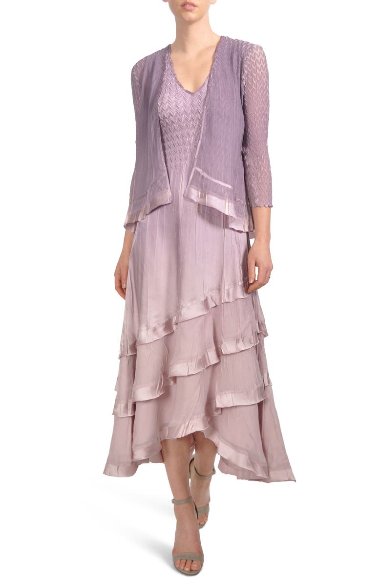 Komarov Tiered Hem Dress with Jacket, Main, color,