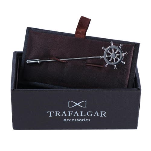Trafalgar The Skipper Helm Novelty Lapel Pin In Silver