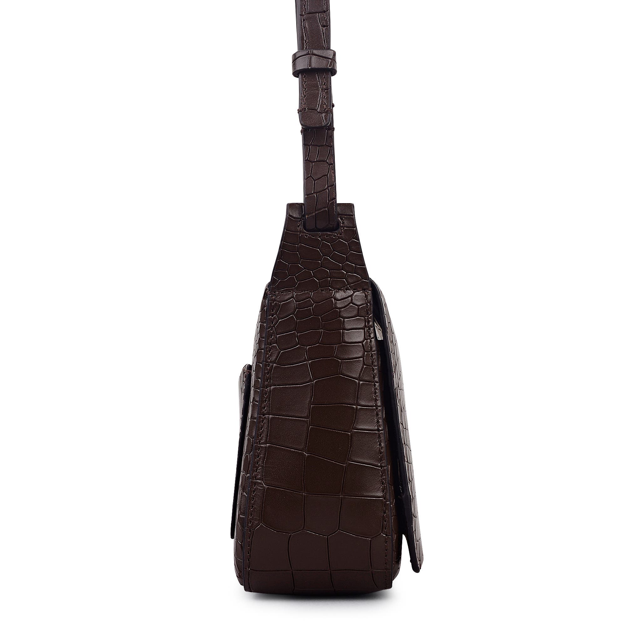 Radley Westwell Lane - Faux Croc Small Flapover Crossbody, Alternate, color, Dark Oak