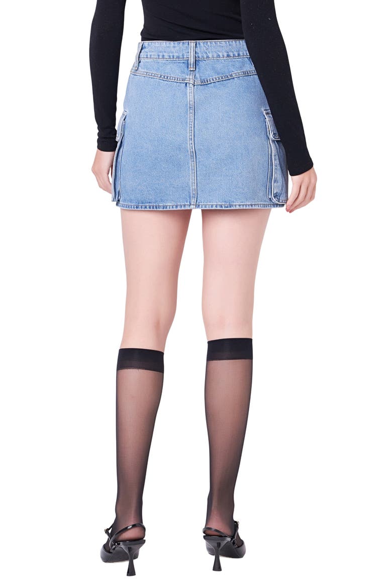 Denim Cargo Miniskirt, Alternate, color, DENIM