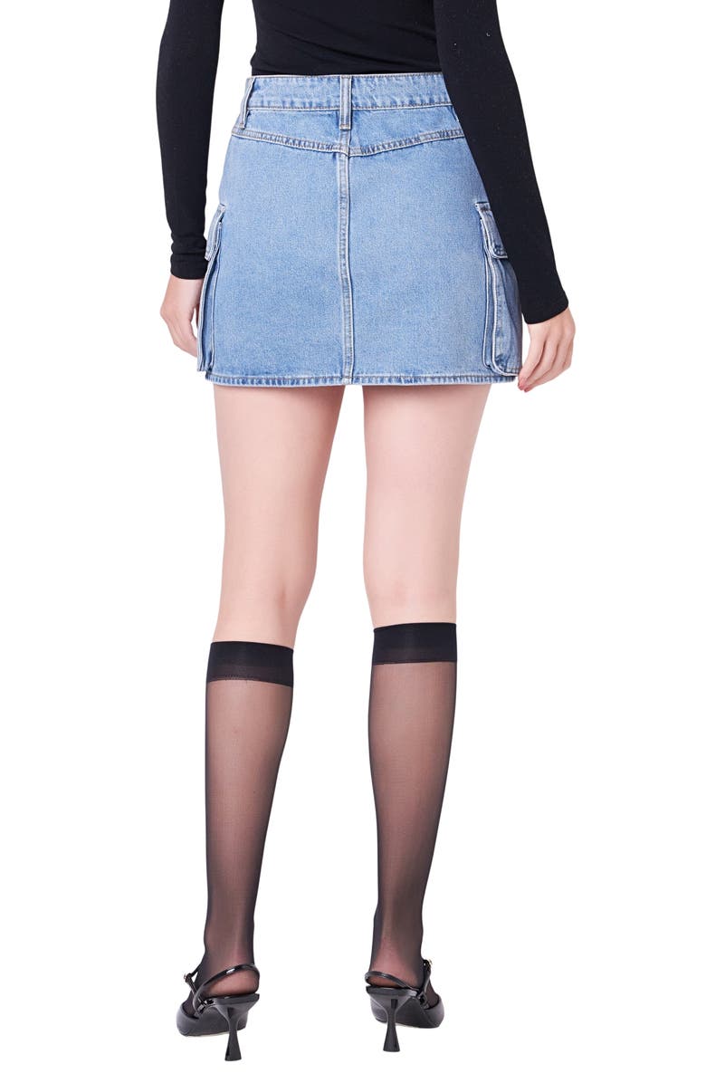 English Factory Denim Cargo Miniskirt, Alternate, color, Denim