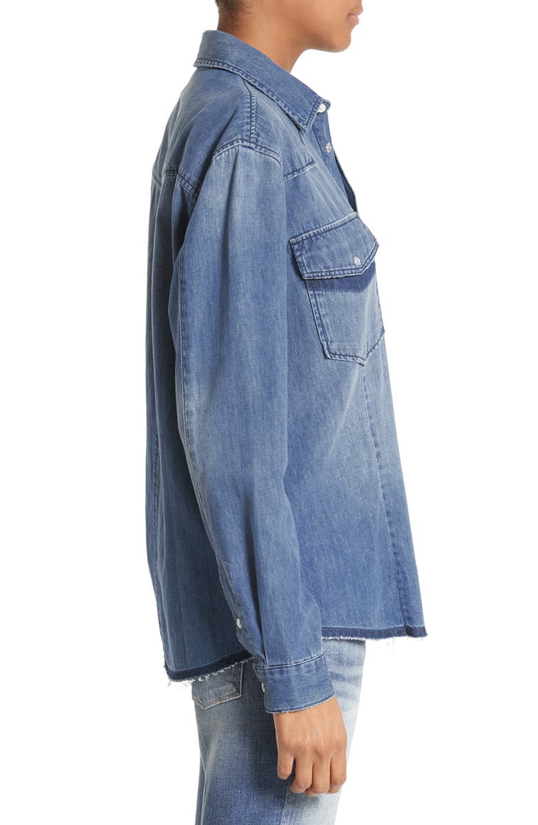 FRAME Frayed Denim Shirt, Alternate, color, 