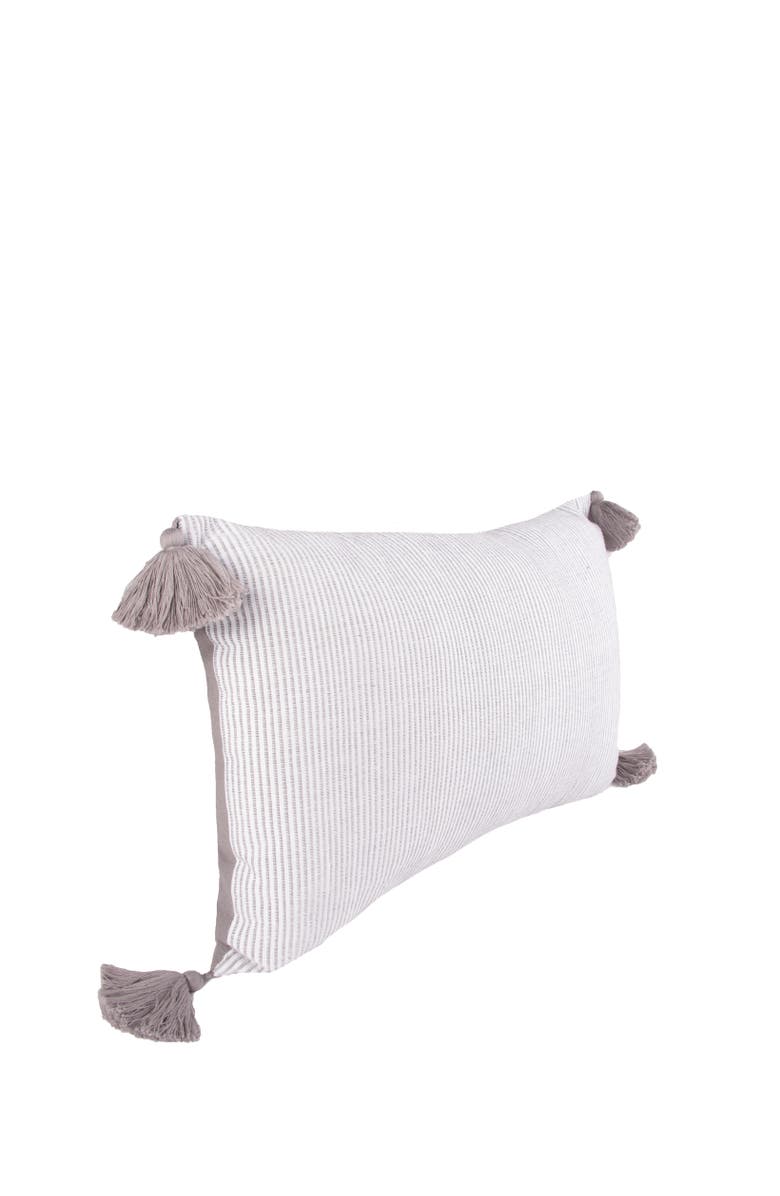 carol & frank Bree Vertical Stripe Tasseled Cotton Accent Pillow, Alternate, color, Gray