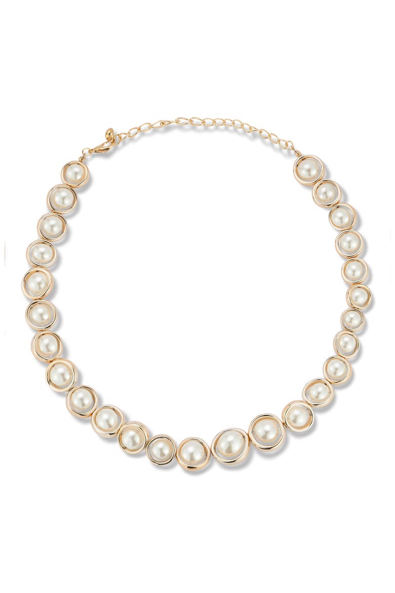 Faux Pearl Necklace, Alternate, color, GOLD