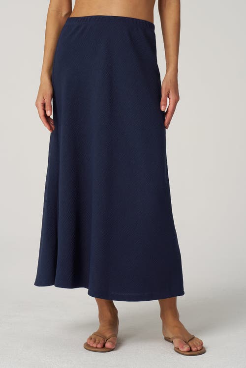 Franne Golde Textured Crepe Bias Midi Skirt