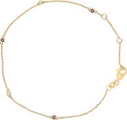 Haus of Brilliance 14K Yellow Gold Red Ruby and White Diamond Bezel Station Chain Bracelet