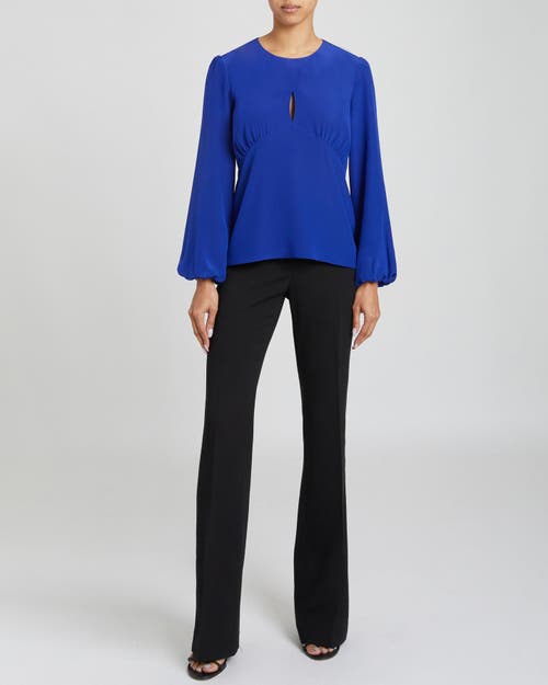 Santorelli Lyra Cutout Silk Empire Blouse In Electric Blue