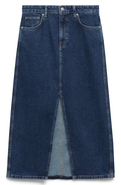 Mango Denim Midi Skirt In Dark Blue