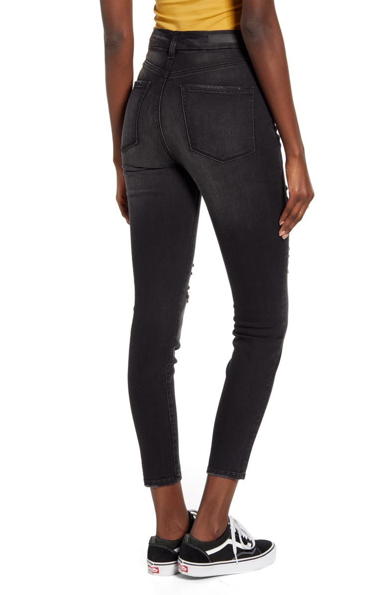 BP. Ripped High Waist Curvy Skinny Jeans, Alternate, color, 