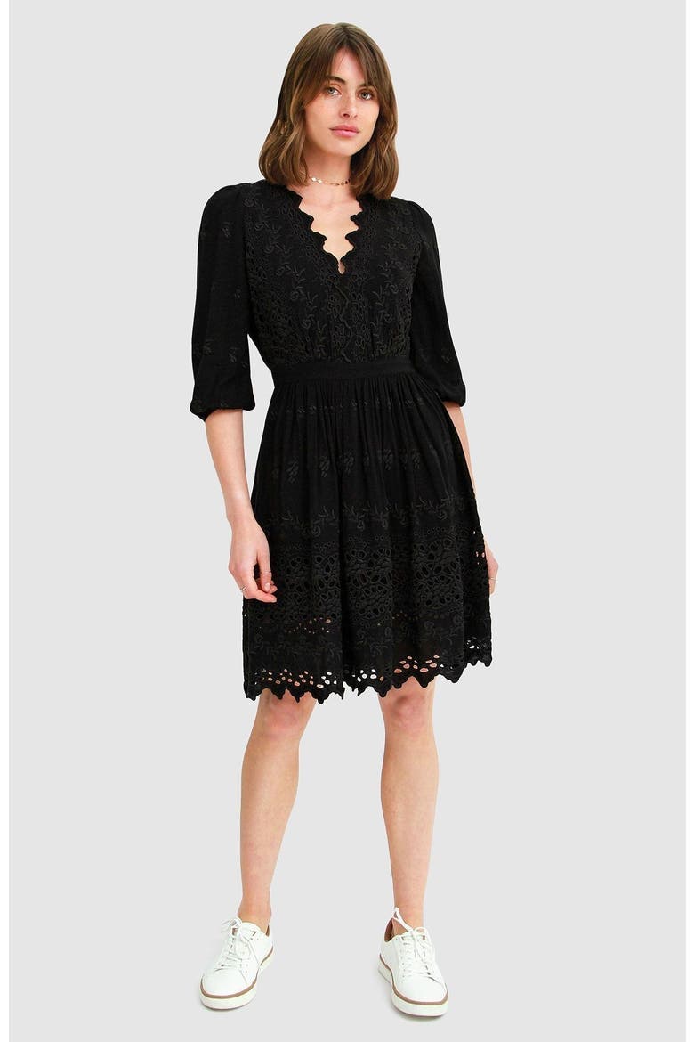Sweet Talk Eyelet Mini Dress, Main, color, Black