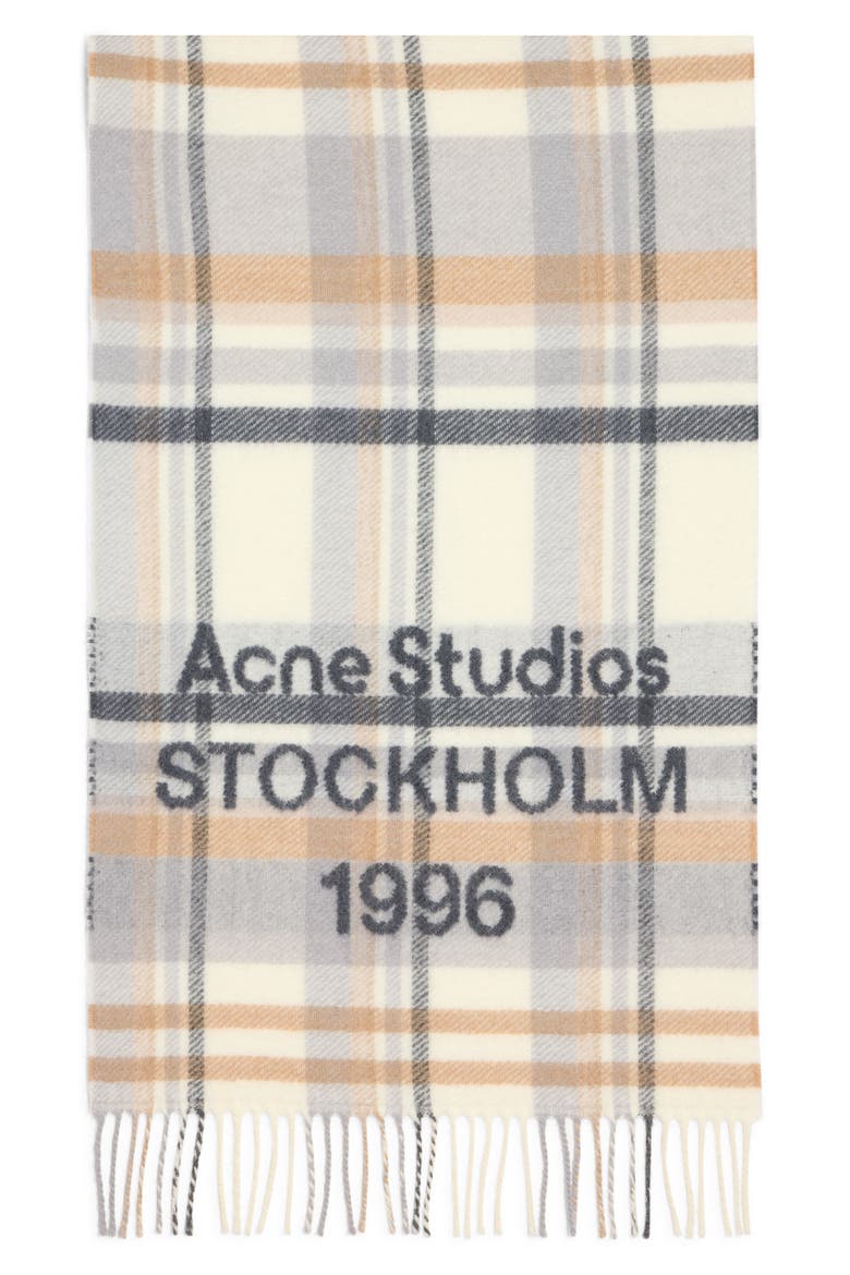 Check 1996 Wool Scarf, Alternate, color, WHITE/ BEIGE