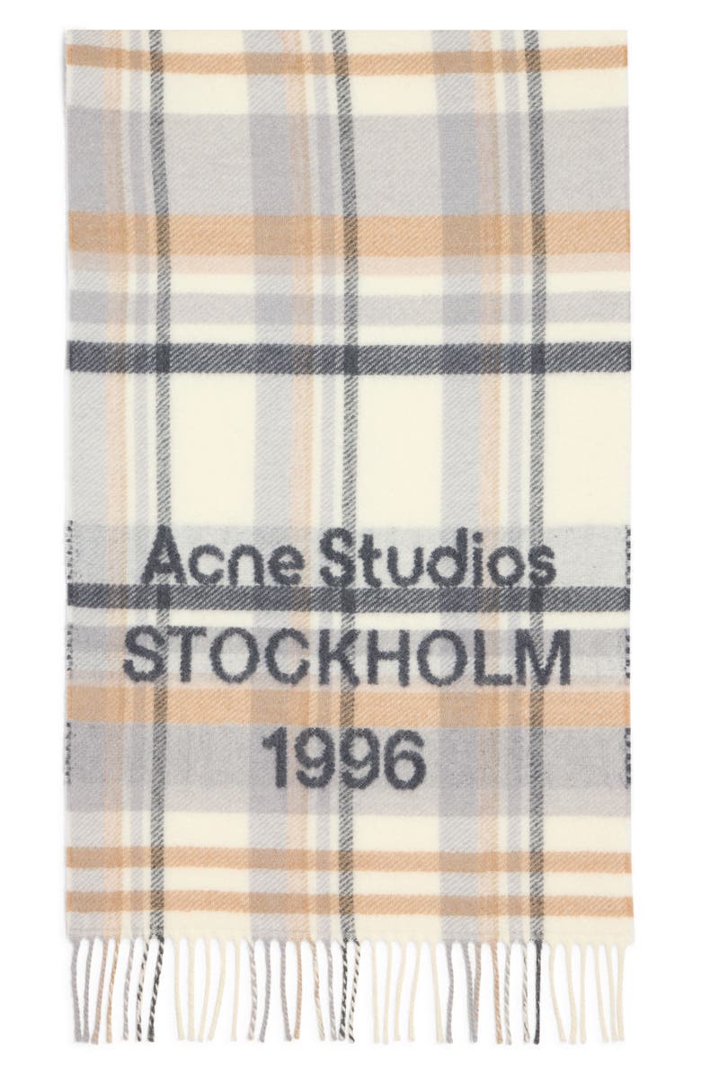 Acne Studios Check 1996 Wool Scarf, Alternate, color, White/ Beige