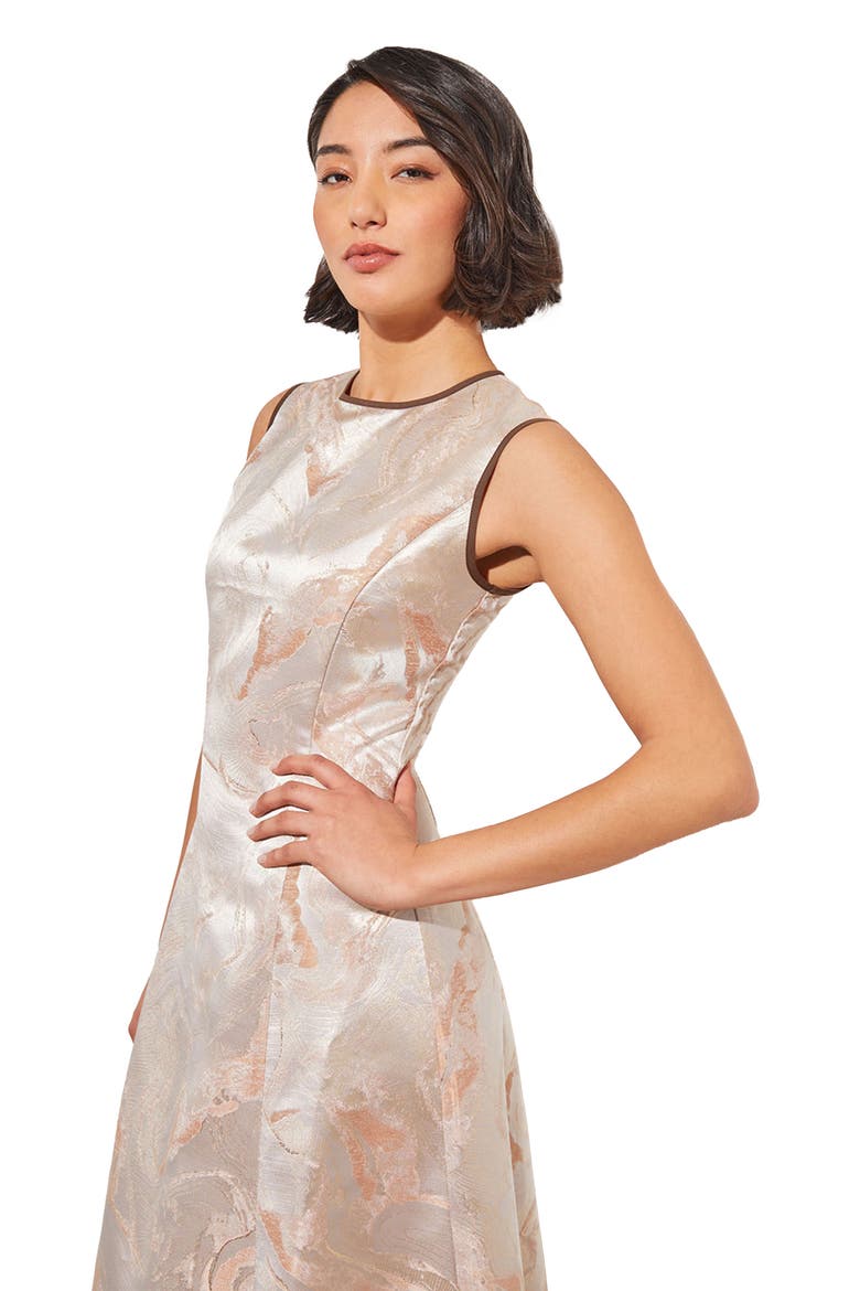 Shimmer Sleeveless Satin A-Line Midi Dress, Alternate, color, WHITE/ LIMESTON