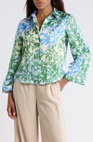 Derek Lam 10 Crosby Milad Oversize Bell Sleeve Button-Up Shirt
