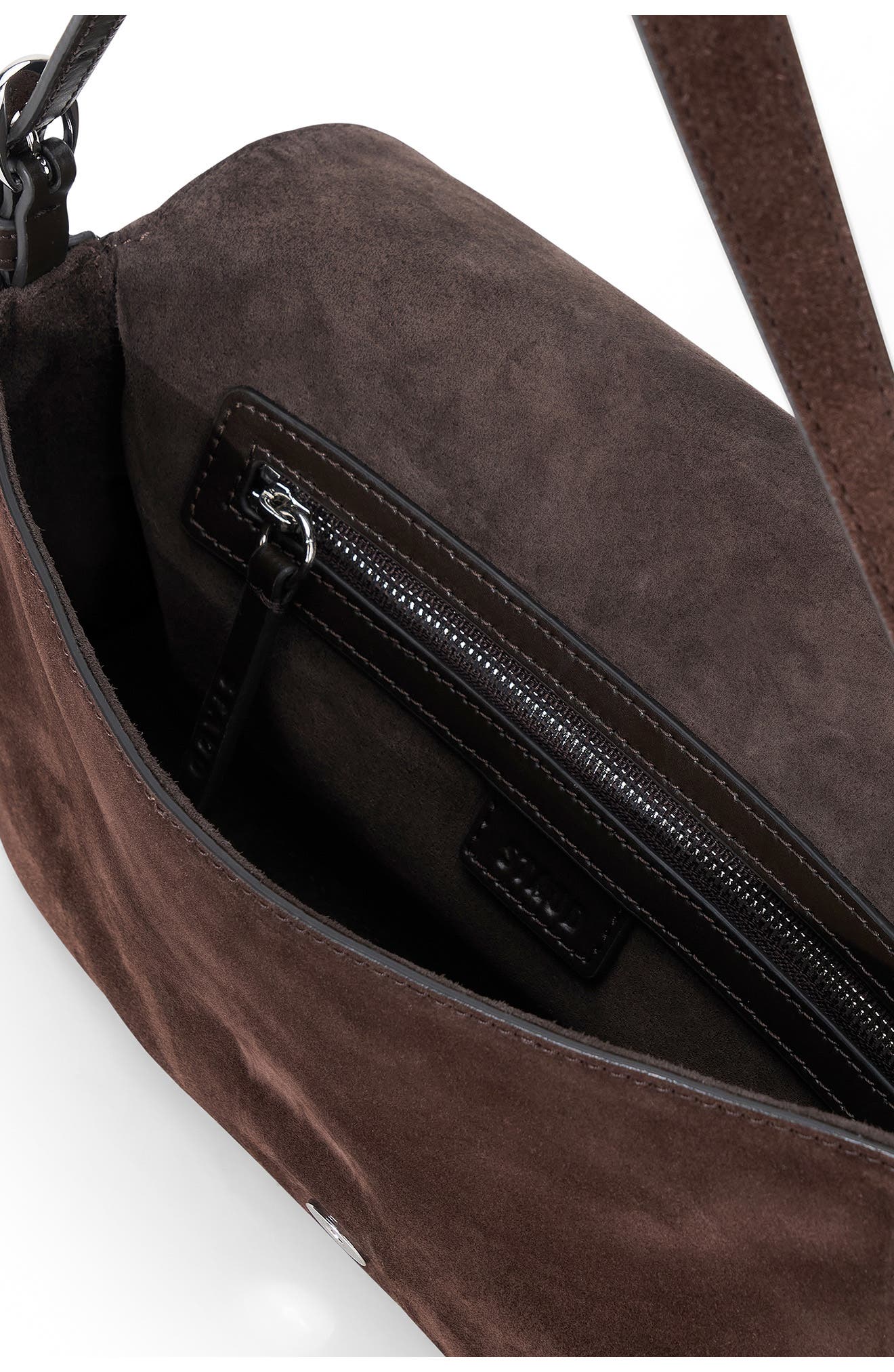 STAUD Harlow Leather Shoulder Bag, Alternate, color, Espresso