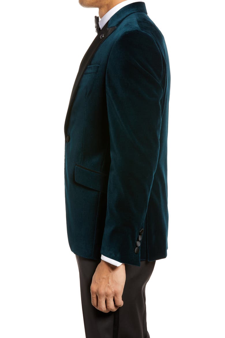 Jules Velvet Slim Fit Peak Lapel Dinner Jacket, Alternate, color, EMERALD GREEN