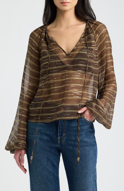 Frame The Balloon Silk Blend Blouse In Oakwood Multi