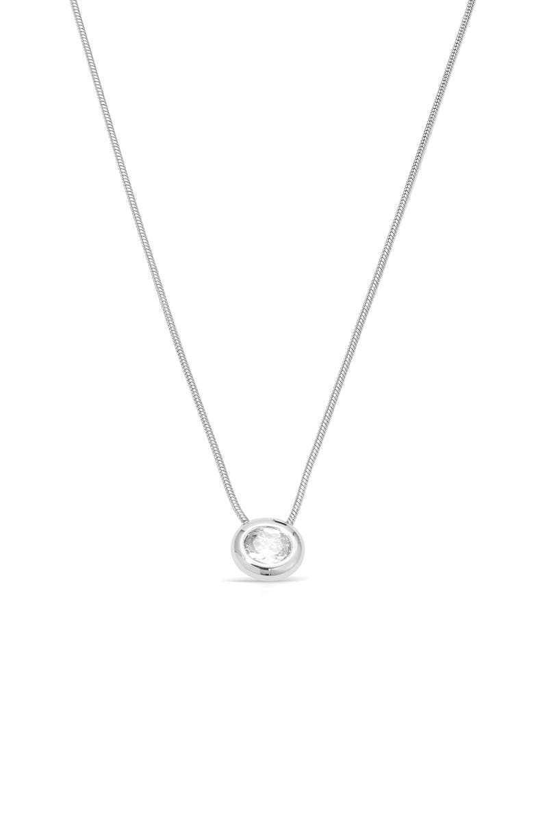 Ettika Cubic Zirconia Pendant Necklace, Main, color, Silver