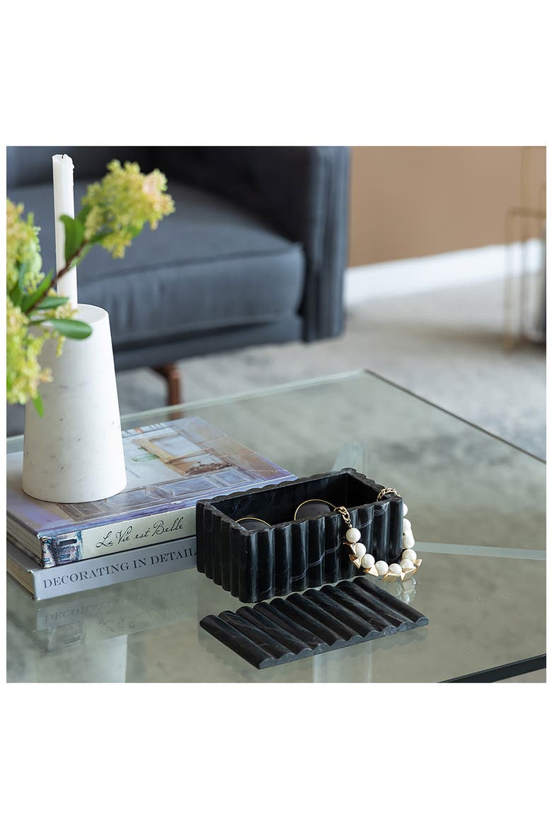 Black Marble Storage Box, Alternate, color, BLACK