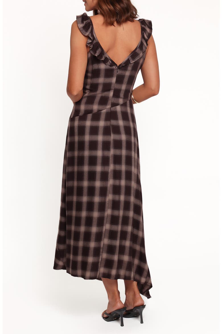 Farrell Plaid Midi Dress, Alternate, color, BROWN PLAID