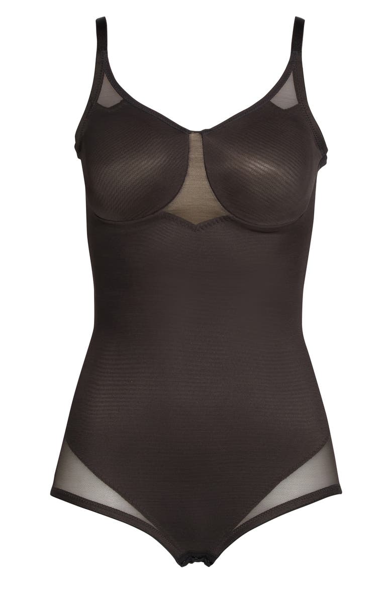 Sexy Sheer Shaping Underwire Bodysuit, Alternate, color, BLACK