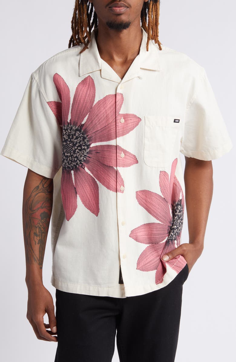 Vans Laurel Floral Cotton & Linen Camp Shirt, Main, color, 
