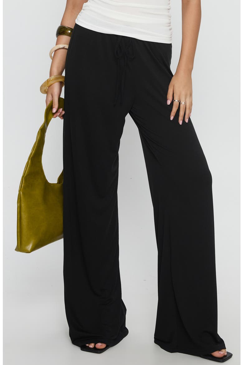 Gavrielle Jersey Drawstring Wide Leg Pants, Main, color, BLACK