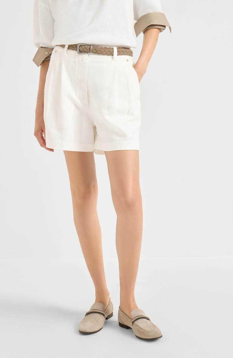 Brunello Cucinelli Baggy shorts with monili, Alternate, color, White
