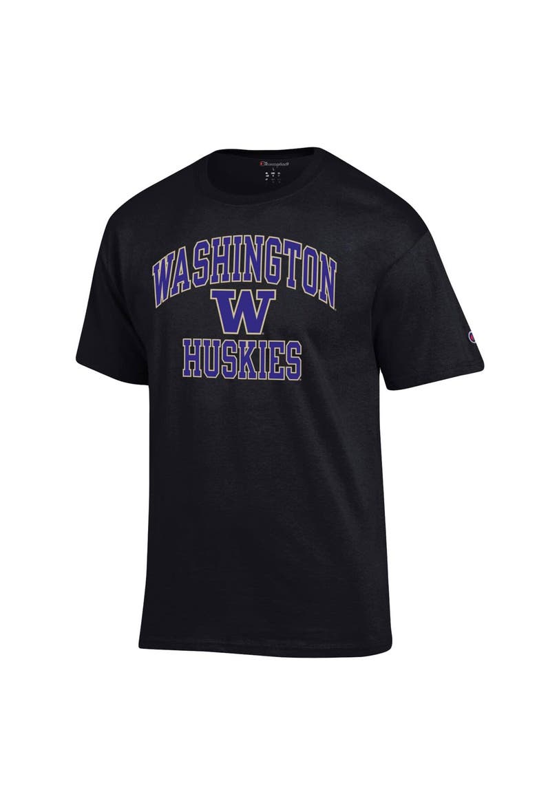 Men's Champion Black Washington Huskies High Motor T-Shirt, Alternate, color, Black