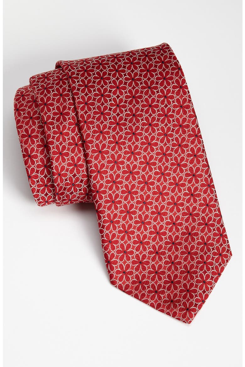 Woven Silk Tie, Main, color, RED