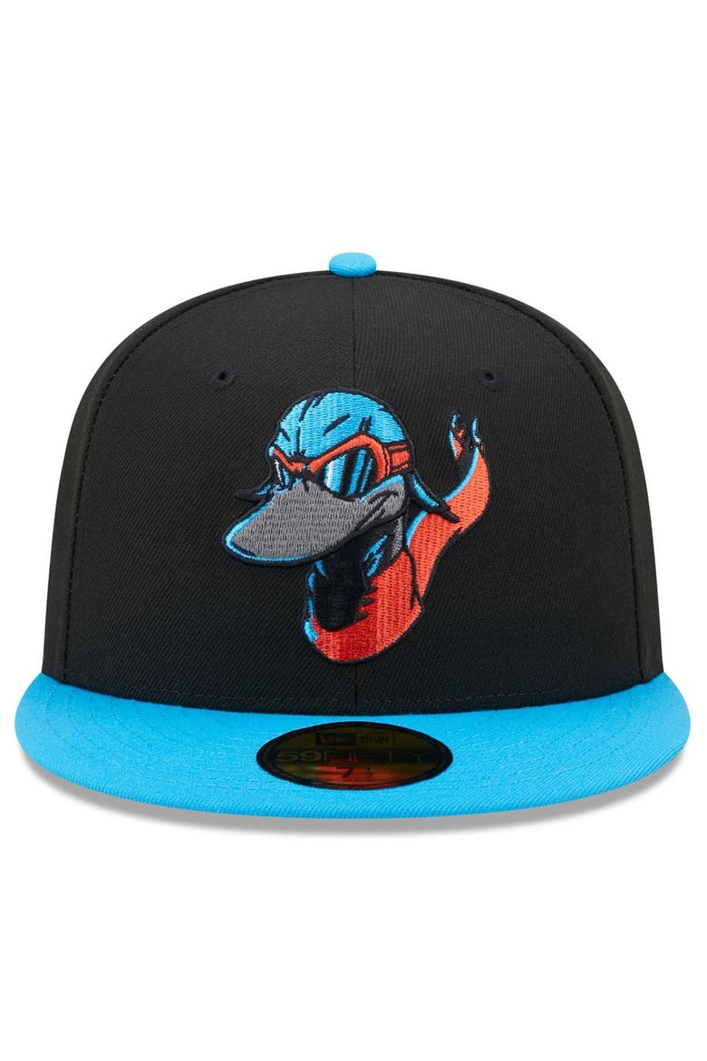 Men's New Era Black/Light Blue Beloit Sky Carp Marvel x Minor League 59FIFTY Fitted Hat, Alternate, color, Black