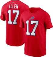Nike Men's Nike Josh Allen Red Buffalo Bills Player Name & Number T-Shirt